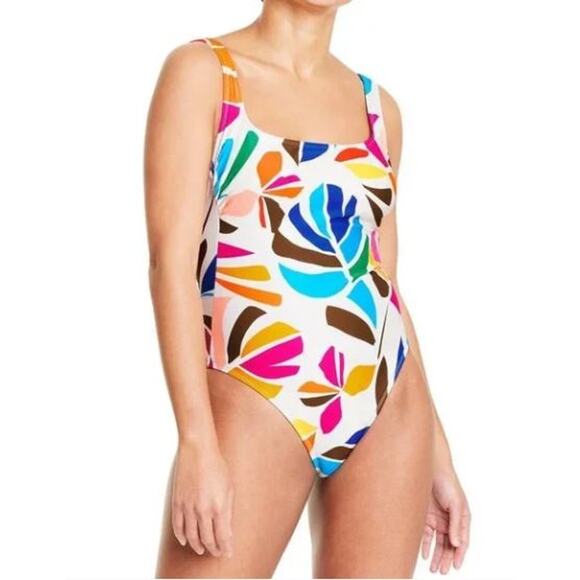 Tabitha Brown Tropical Colorful Palm Leaves One Piece Swimsuit Small - Picture 2 of 4